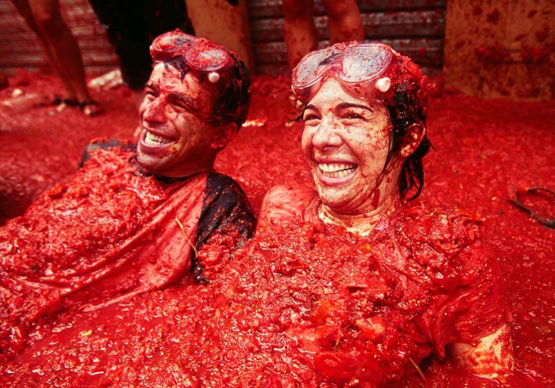 Couple enjoying La Tomatina Festival