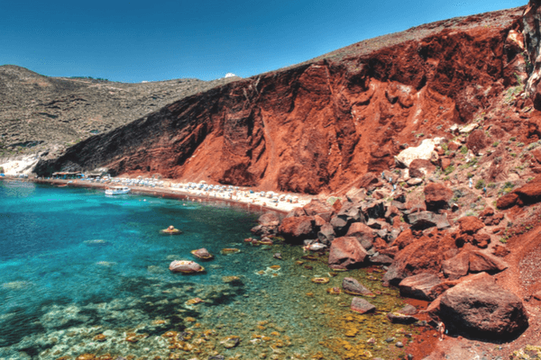 Red Sand Beach in Santorini