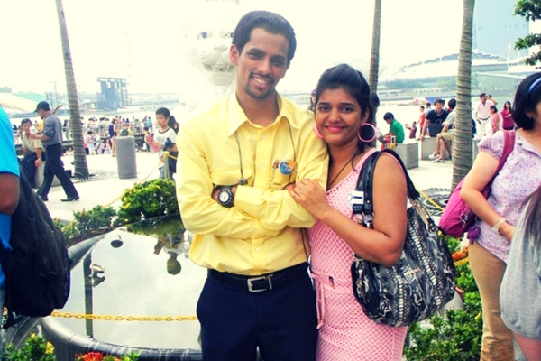 Mr. and Mrs. Mehul Shah at Merlion, Singapore