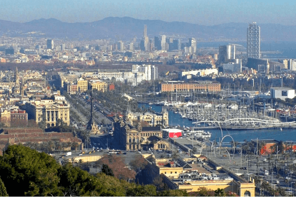 View of Barcelona City from Montjuic Mountain